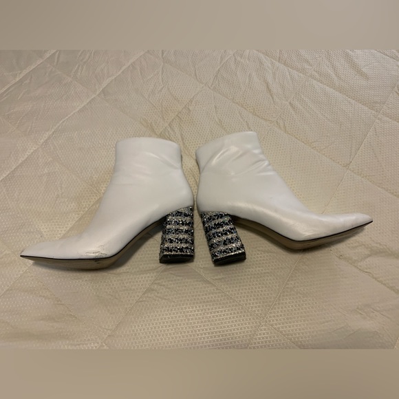 Betsy Johnson white rhinestone heeled booties - Picture 5 of 9